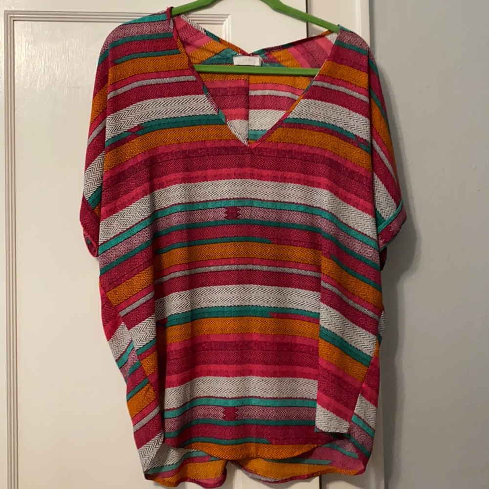 Polyester chiffon striped loose fit top